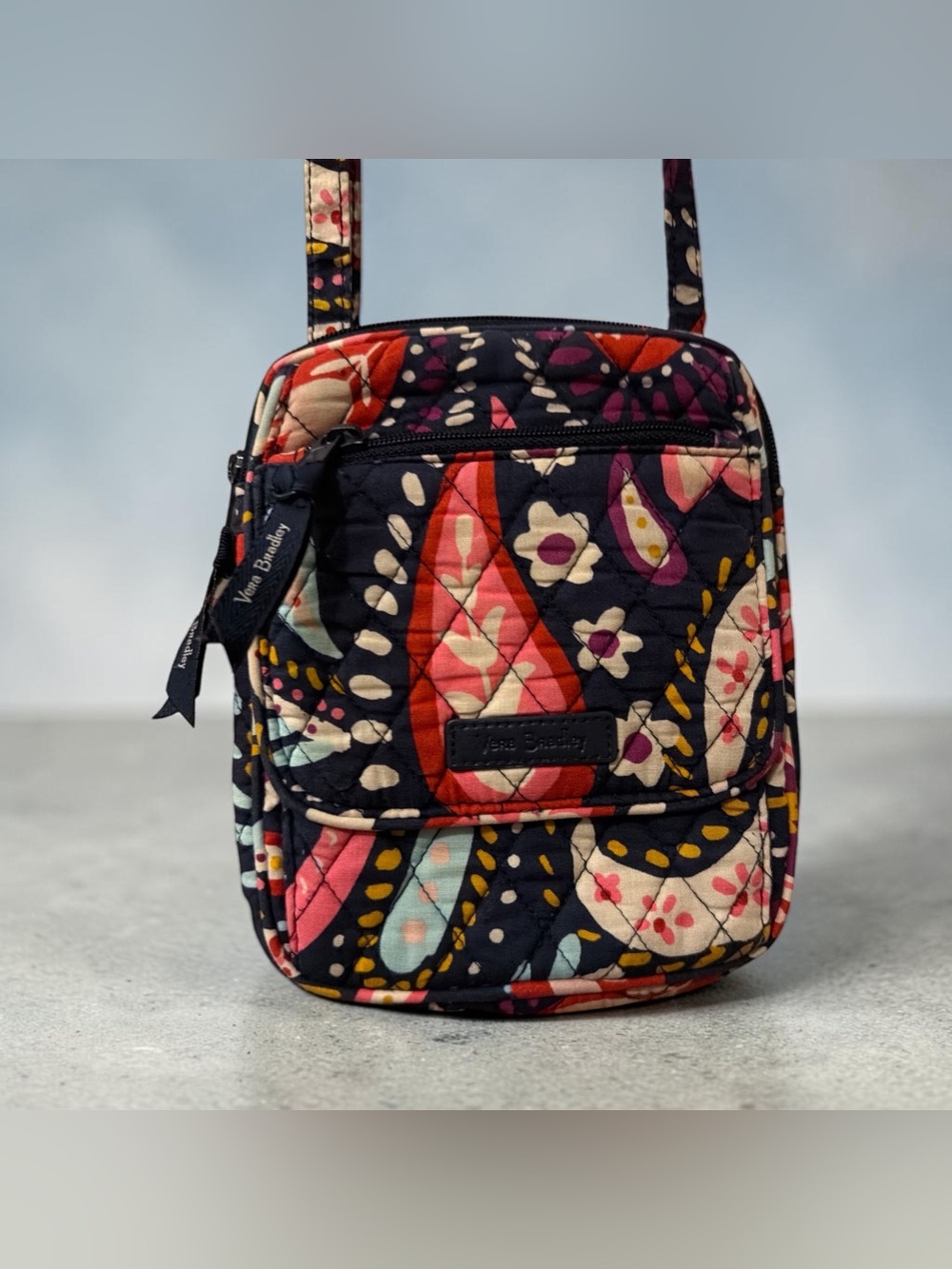Vera Bradley Quilted Cotton Mini Hipster Crossbody Wallet Bag Paisley